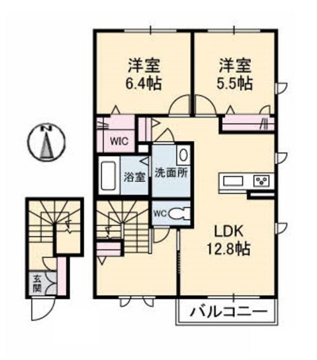 岡山県倉敷市船穂町船穂(アパート)の賃貸物件の間取り