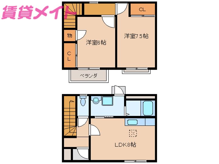 三重県伊勢市上地町(一戸建)の賃貸物件の間取り
