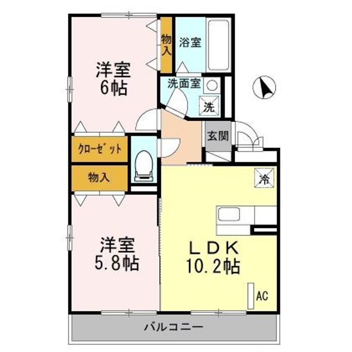 福島県郡山市御前南4(アパート)の賃貸物件の間取り