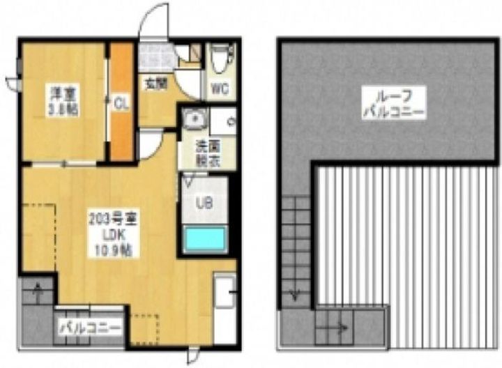 広島県広島市佐伯区五日市中央1(アパート)の賃貸物件の間取り