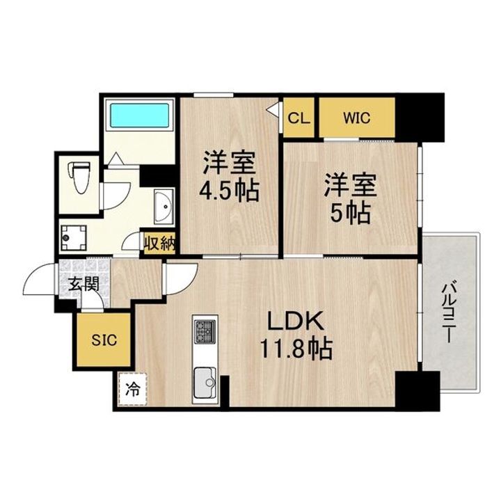 大阪府大阪市西区新町4(マンション)の賃貸物件の間取り