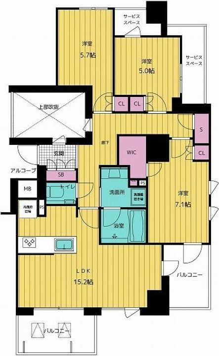 東京都世田谷区弦巻3(マンション)の賃貸物件の間取り
