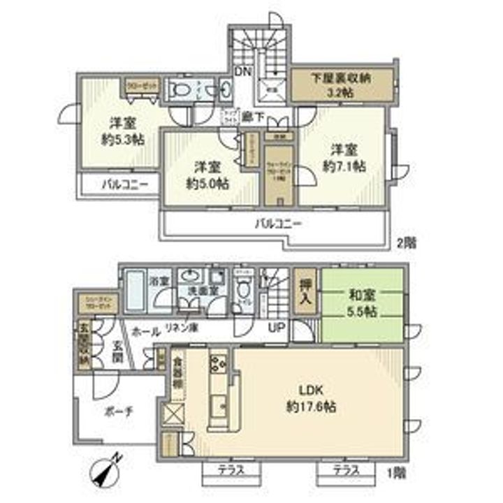 神奈川県横浜市緑区白山4(一戸建)の賃貸物件の間取り