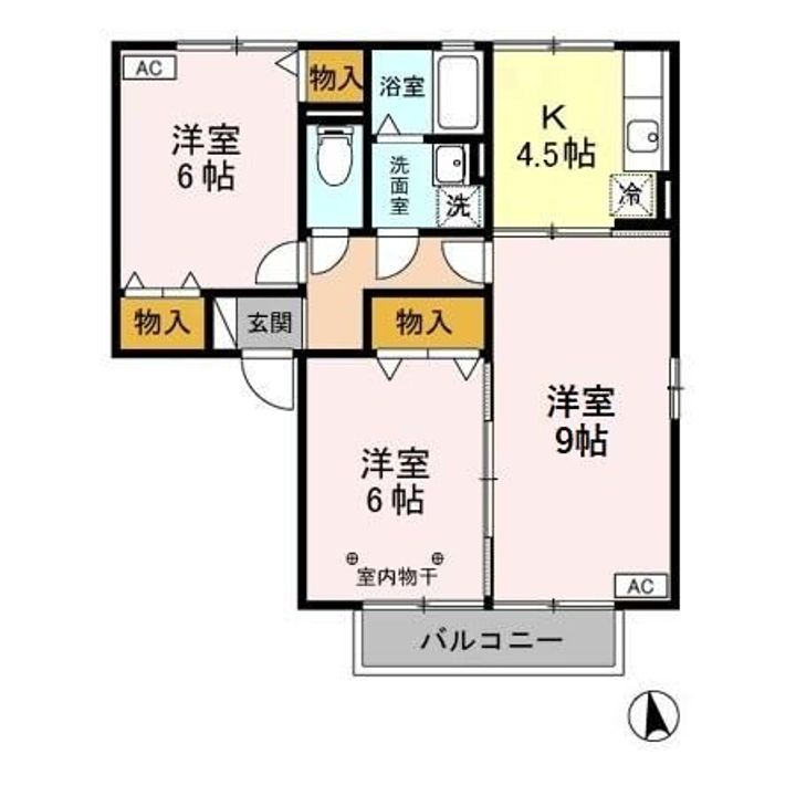 栃木県佐野市高萩町(アパート)の賃貸物件の間取り