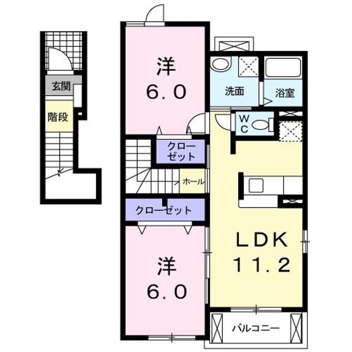 福島県福島市飯坂町平野字石堂前(アパート)の賃貸物件の間取り