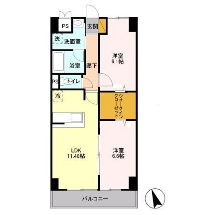 栃木県宇都宮市台新田町(マンション)の賃貸物件の間取り