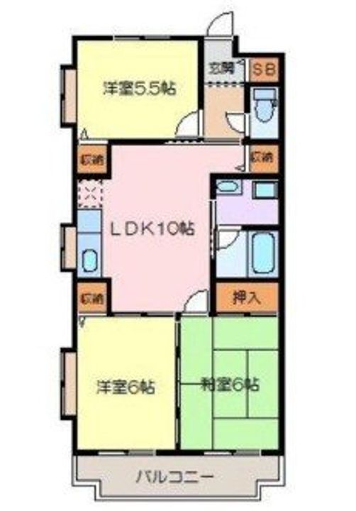 熊本県合志市幾久富(マンション)の賃貸物件の間取り