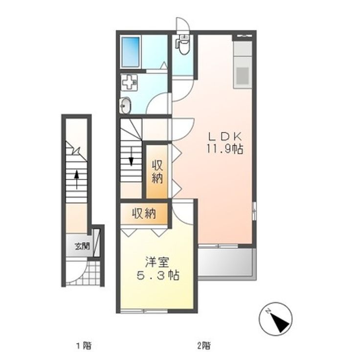 茨城県ひたちなか市大字足崎(アパート)の賃貸物件の間取り