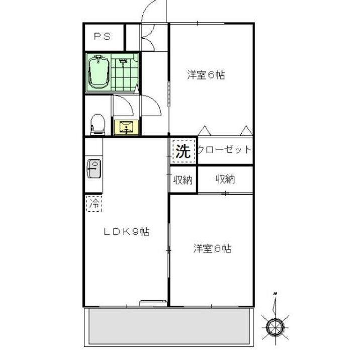 神奈川県伊勢原市東成瀬(マンション)の賃貸物件の間取り