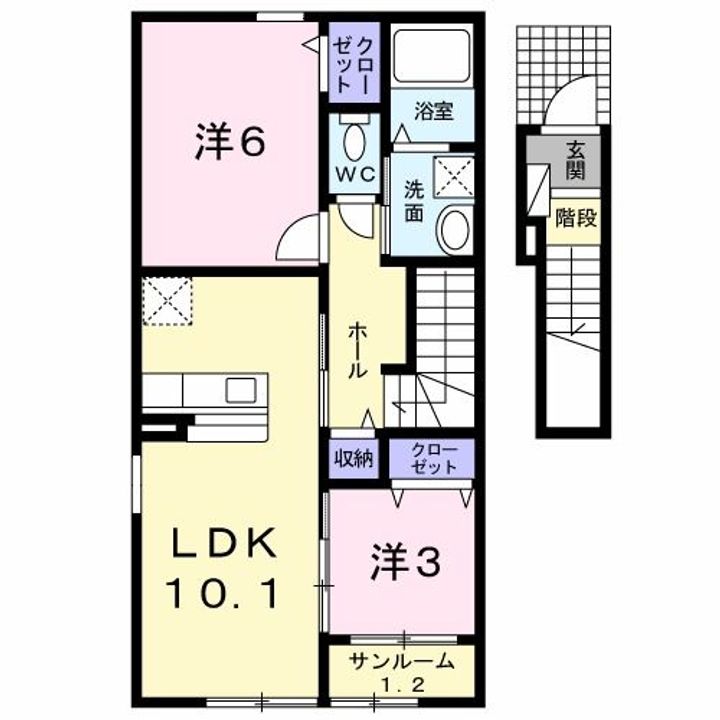 新潟県新潟市西区新中浜6(アパート)の賃貸物件の間取り