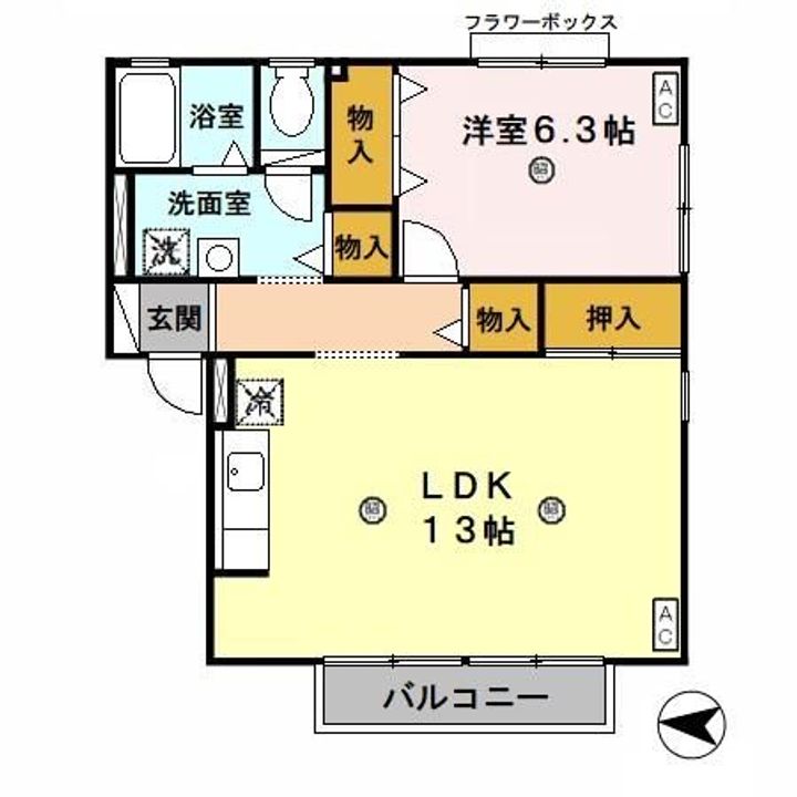 大阪府枚方市村野本町(アパート)の賃貸物件の間取り