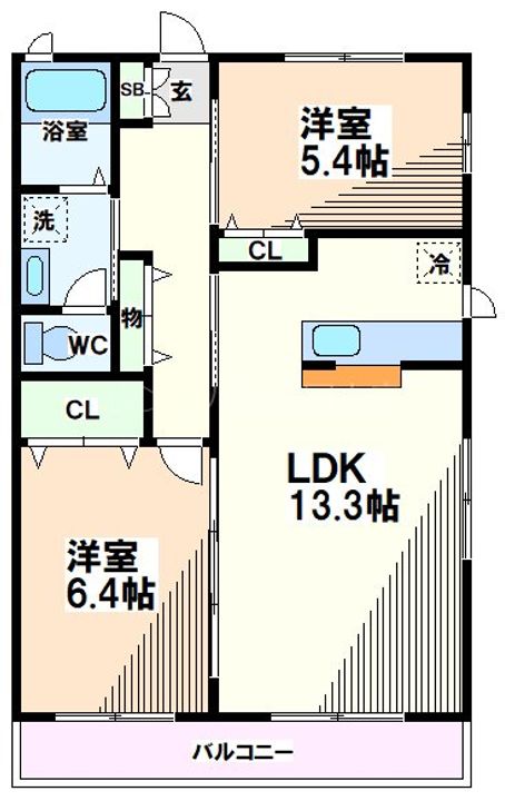東京都立川市富士見町3(マンション)の賃貸物件の間取り