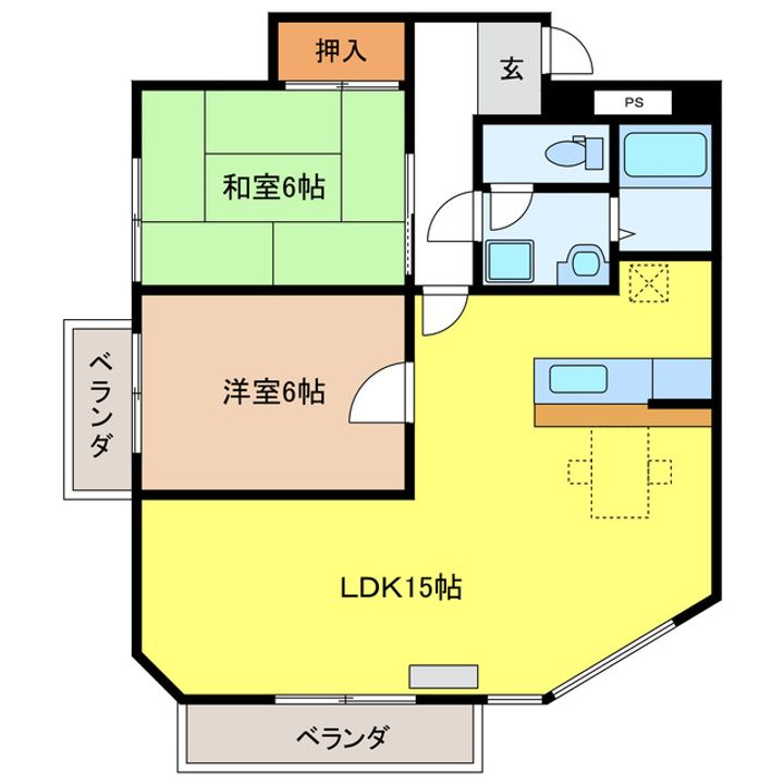 岐阜県岐阜市薮田中2(マンション)の賃貸物件の間取り