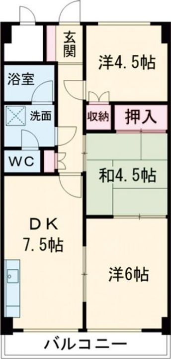 栃木県宇都宮市西川田南1(マンション)の賃貸物件の間取り