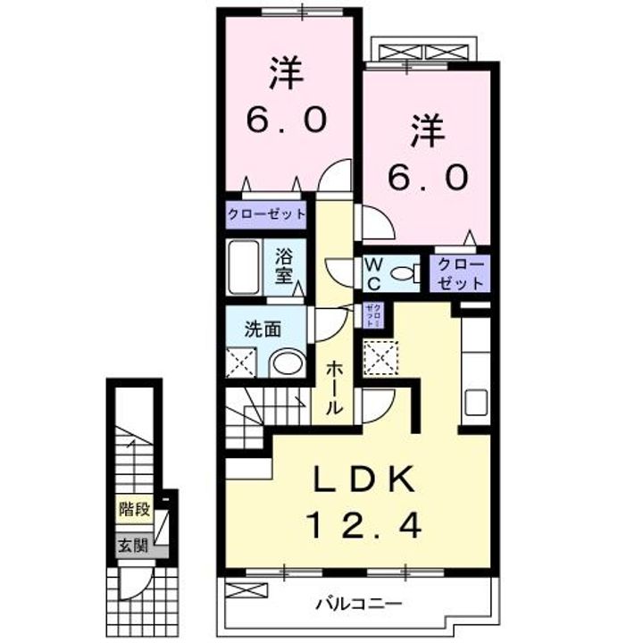 埼玉県熊谷市千代(アパート)の賃貸物件の間取り