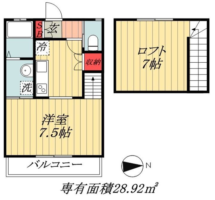千葉県市川市北方1(アパート)の賃貸物件の間取り