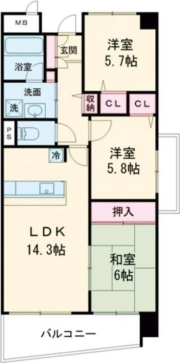 兵庫県神戸市西区丸塚1(マンション)の賃貸物件の間取り