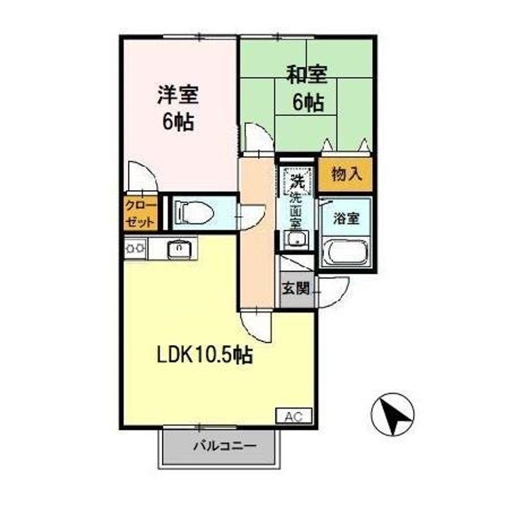 滋賀県東近江市八日市上之町(アパート)の賃貸物件の間取り
