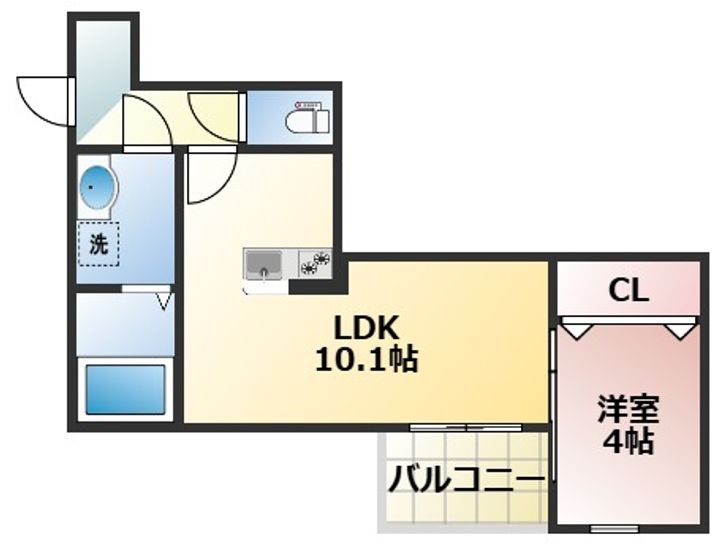 熊本県熊本市中央区渡鹿2(アパート)の賃貸物件の間取り