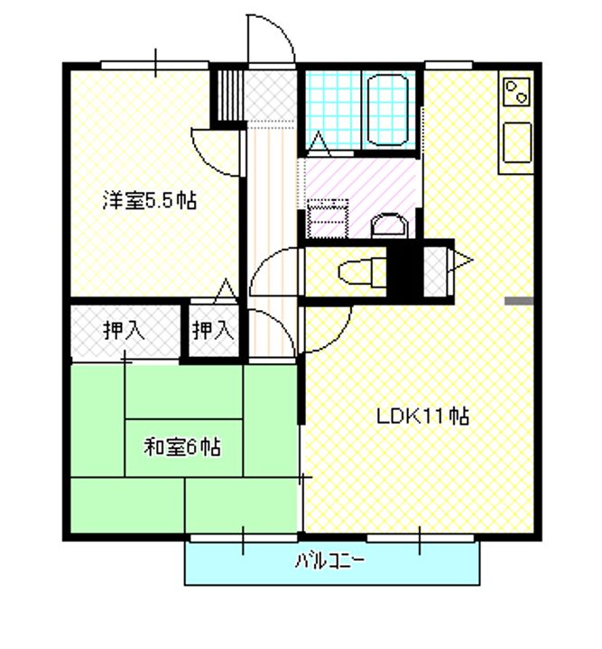 岡山県岡山市南区浜野3(アパート)の賃貸物件の間取り