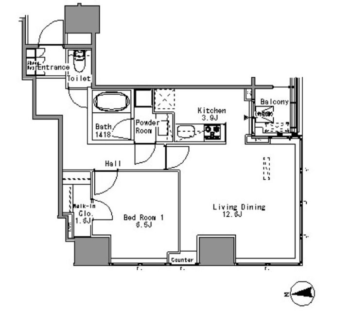 東京都港区浜松町1(マンション)の賃貸物件の間取り