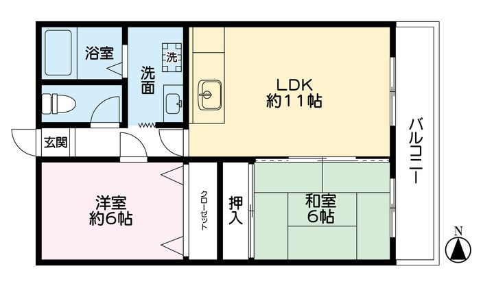 熊本県熊本市北区清水本町(マンション)の賃貸物件の間取り