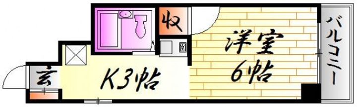広島県広島市中区昭和町(マンション)の賃貸物件の間取り