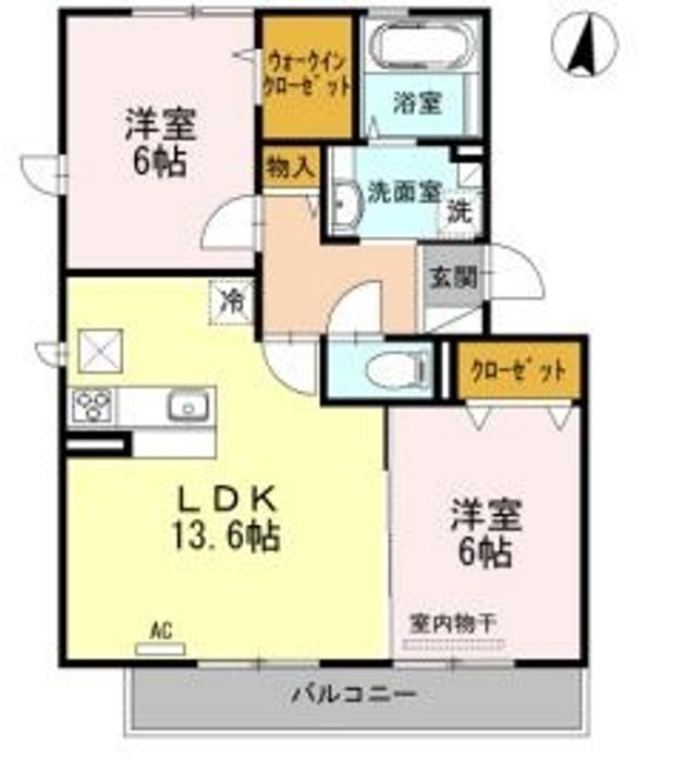 岡山県倉敷市福井(アパート)の賃貸物件の間取り