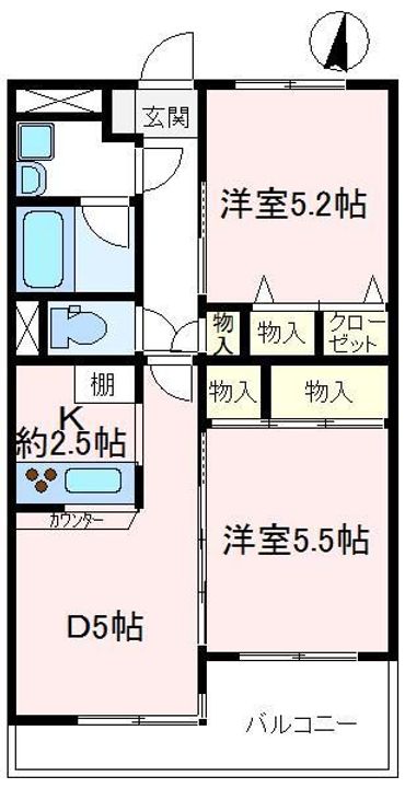 埼玉県狭山市富士見1(マンション)の賃貸物件の間取り