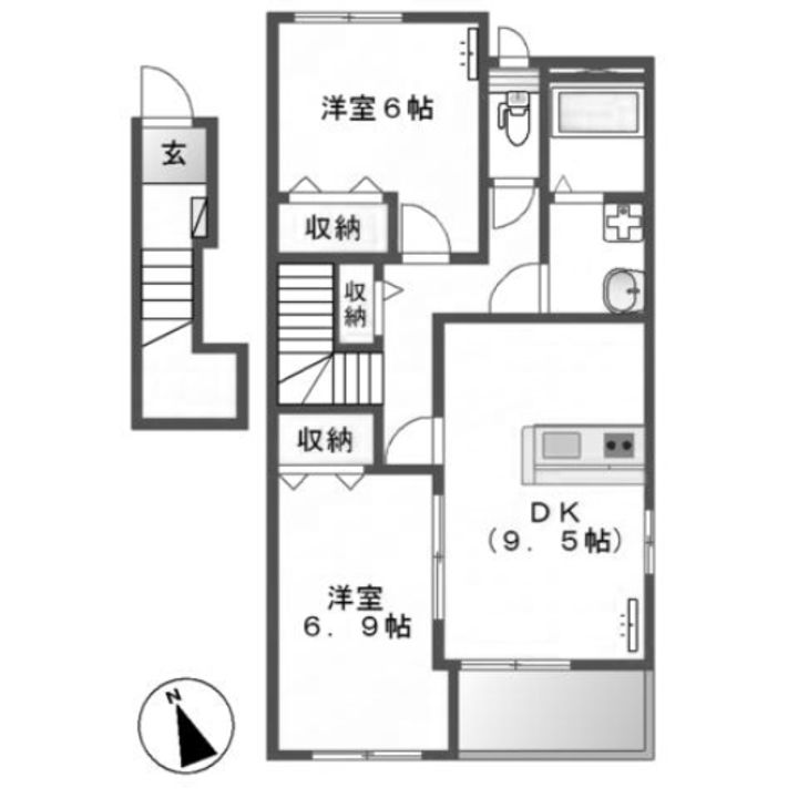 埼玉県深谷市畠山(アパート)の賃貸物件の間取り