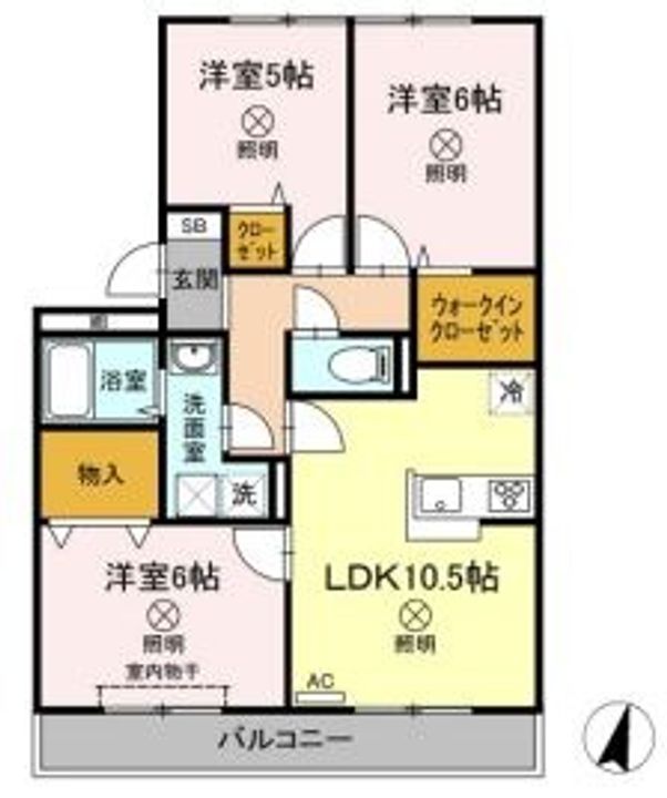岡山県岡山市北区撫川(アパート)の賃貸物件の間取り