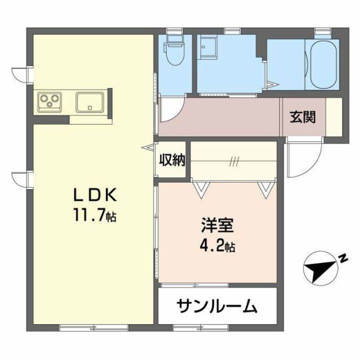 フローラ新田塚 Bの間取り