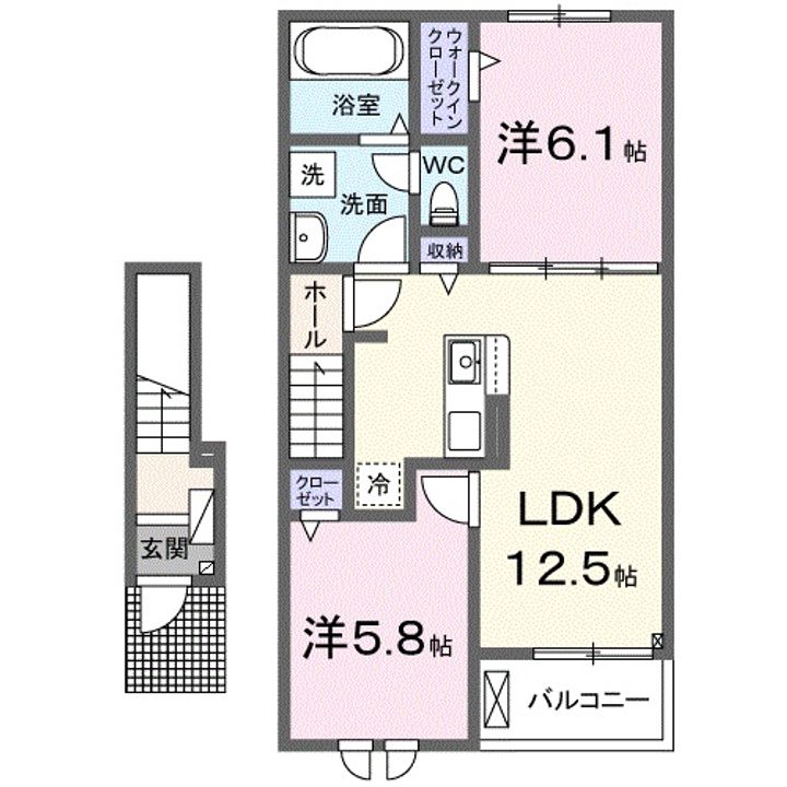 滋賀県東近江市聖和町(アパート)の賃貸物件の間取り