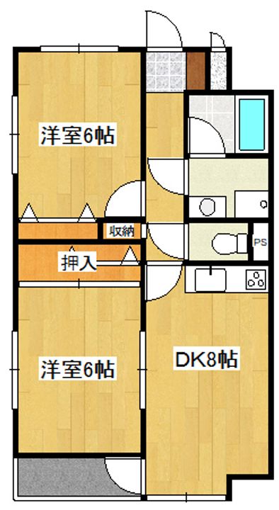 栃木県宇都宮市鶴田町(アパート)の賃貸物件の間取り