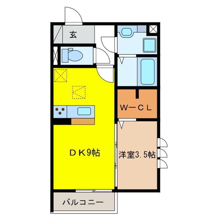 岐阜県岐阜市加納徳川町(アパート)の賃貸物件の間取り