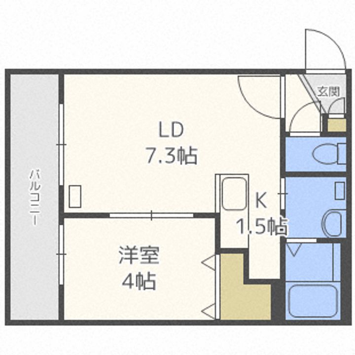 北海道札幌市中央区南十七条西6(マンション)の賃貸物件の間取り