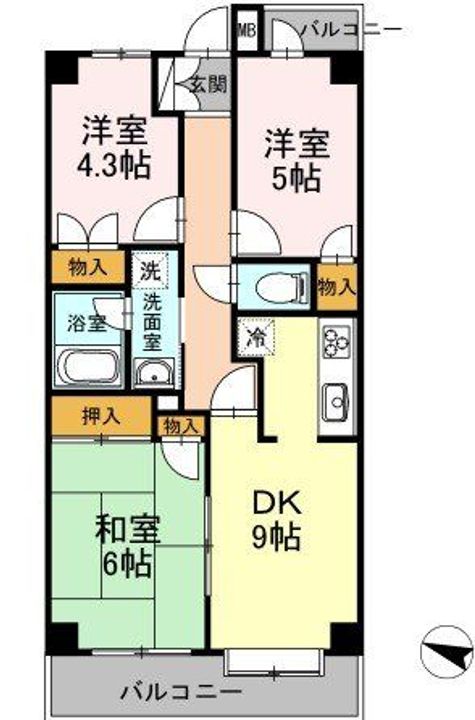東京都東村山市恩多町2(マンション)の賃貸物件の間取り