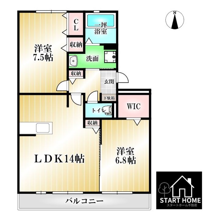 徳島県板野郡北島町江尻字妙蛇池(アパート)の賃貸物件の間取り