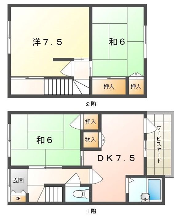 大阪府寝屋川市秦町(一戸建)の賃貸物件の間取り
