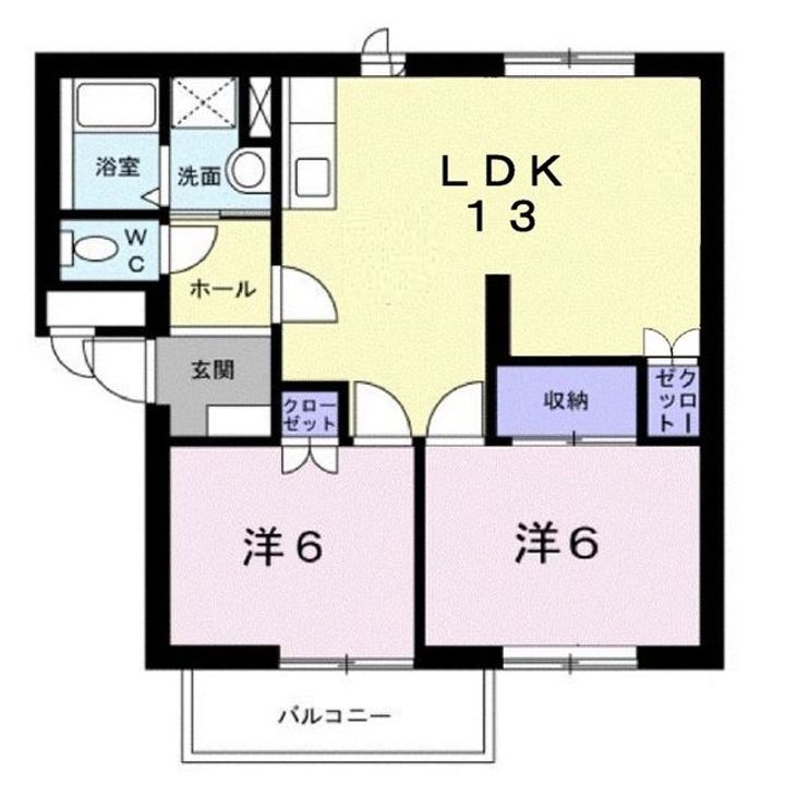 広島県福山市西新涯町1(アパート)の賃貸物件の間取り