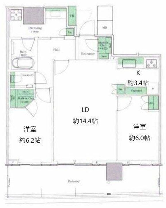 東京都中央区晴海2(マンション)の賃貸物件の間取り