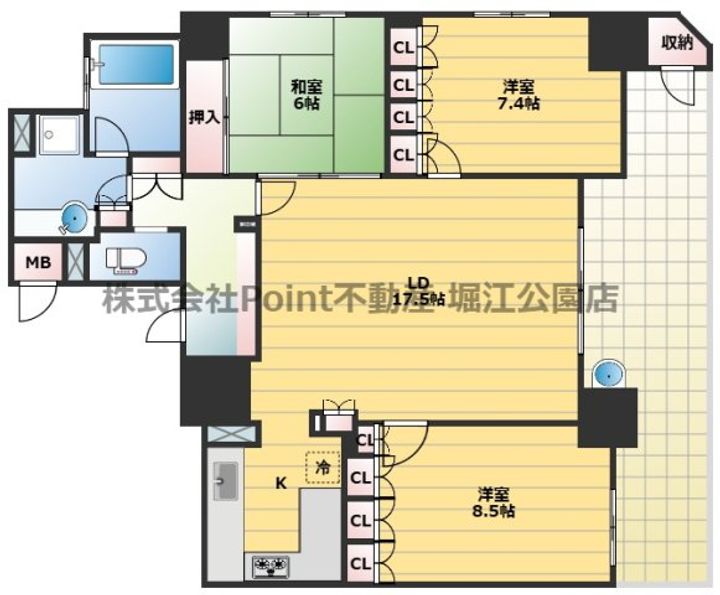 大阪府大阪市中央区南久宝寺町4(マンション)の賃貸物件の間取り
