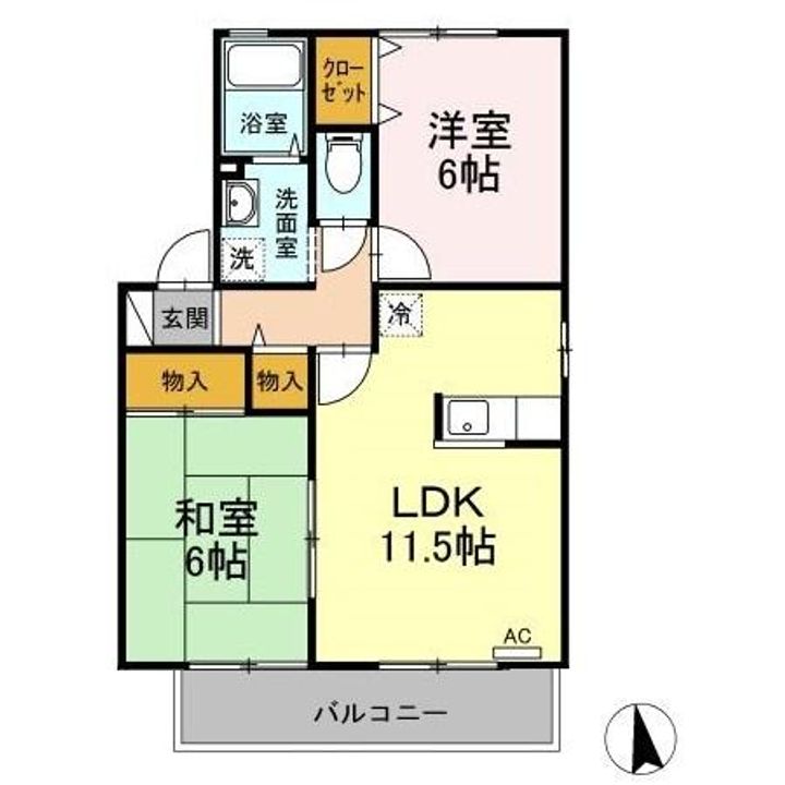 高知県高知市一宮しなね1(アパート)の賃貸物件の間取り