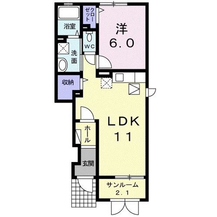 新潟県長岡市猫興野(アパート)の賃貸物件の間取り