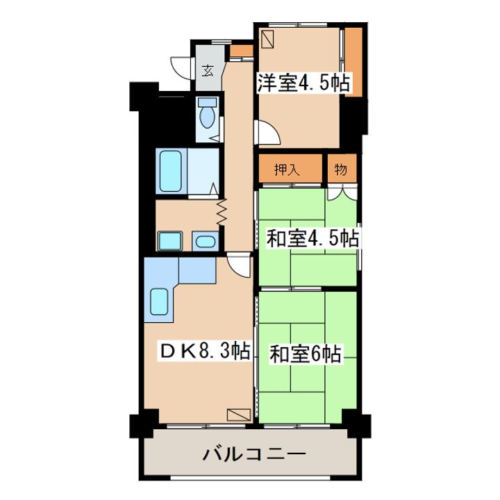 大栄マンション鶴ヶ岱の間取り