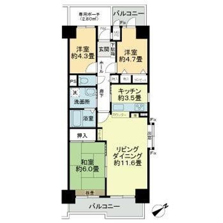 神奈川県海老名市上今泉6(マンション)の賃貸物件の間取り