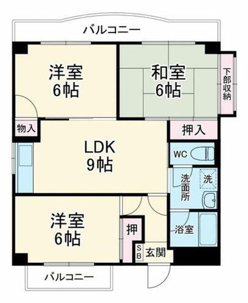 大阪府豊中市熊野町4丁目(マンション)の賃貸物件の間取り