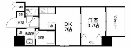 プライマル南森町パークビュー(旧ビガーポリス277滝川公園Ⅱ)の間取り