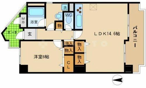 大阪府大阪市城東区蒲生1丁目(マンション)の賃貸物件の間取り