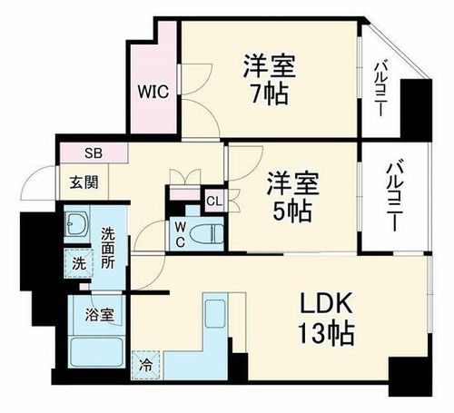 大阪府大阪市中央区谷町3丁目(マンション)の賃貸物件の間取り